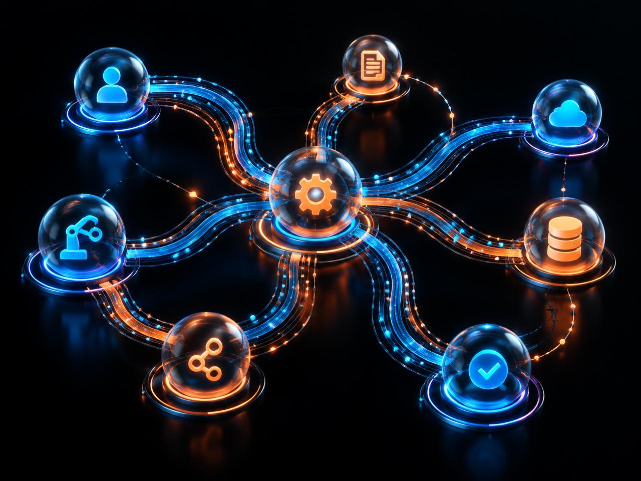 Connected AI workflow nodes